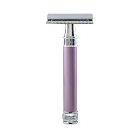 Edwin Jagger Double Edge Safety Razor, Heather, Long Handle, 5 blades