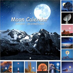 2025 Wall Calendar - Moon Calendar 2025, Jan. 2025 - Dec. 2025, 12" x 24" (Open), 12-Month Wall Calendar with Moon Phases, Perfect for Office & Home
