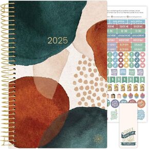 bloom daily planners 2025 (8.5" x 11") Calendar Year Day Planner (January 2025 - December 2025) - Weekly/Monthly Dated Agenda Organizer with Stickers & Tabs - Earthy Abstract, Green