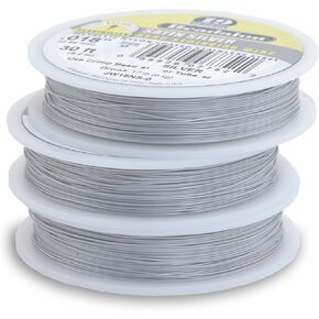 Beadalon 19-Strand Bead Stringing Wire, 0.024-Inch, Satin Silver, 100-Feet