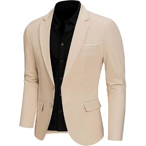 Men's Linen Blazer, Two Button Slim Fit Casual Suit Jacket, Daily Lightweight Sport Coat