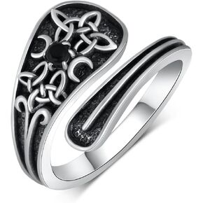 Witches Knot Rings 925 Sterling Silver Witch Rings Thumb Ring Good Luck Irish Witch Jewelry Gifts for Women Mom