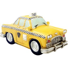 Retro Taxi Yellow NYC Classic Checkered Taxi Cab Model New York City Taxi Model Car Coin Bank Resin Money Saving Bank Penny Piggy Bank Home Table Decor