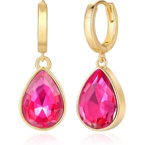 Mesovor Crystal Huggie Hoop Earrings for Women, 18K Gold Plated Sparkling Crystal Water Drop Dangle Earrings Jewellery Gifts for Women Wife Mother Daughter