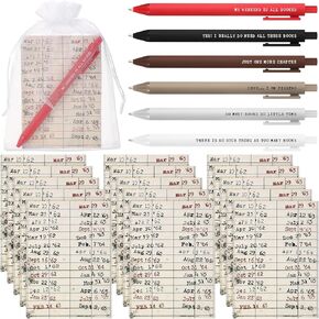 20 Sets Book Lovers Gift Book Club Pens with Notebooks 6 Styles Book Lovers Ballpoint Pens Library Reading Notebook with Organza Bag Book Club Gift Ideas for Women Book Lovers Club Library