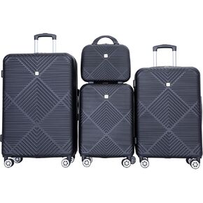 Luggage 4 Piece Set, Hardshell ABS Suitcase Set with Double Spinner Wheels, Lightweight Durable Large Luggage set, Carry On and Checked Travel Luggage, Pink