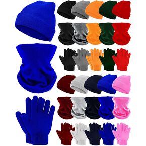 Jecery 180 Pcs Bulk Winter Beanies Hat Glove Scarf Sets Knitted Warm Neck Warmer for Men Women Homeless