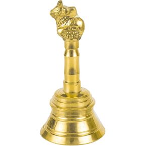 Traditional Brass Bell/Ghanti for Pooja/Worship for Temple Home - 4" Inch Nandi, Gold