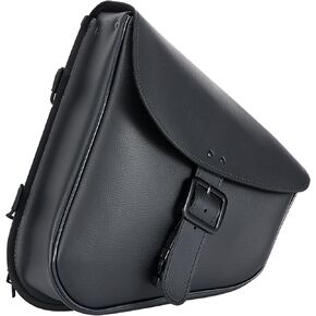 Motorcycle Swingarm Bag with Black Synthetic Leather, Swing Arm Bag Motorcycle Saddlebag Left Side Tool Bag Fit for Softail/Triangulated Swingarm Models Dyna Low Rider Fat Bob, An Adjustable Strap