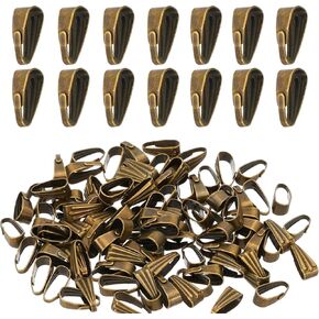 PATIKIL 8.5x3.5mm Snap Bail Hook Pinch, 100Pcs Alloy Pendant Charm Clasp Connectors Bail for Necklace Jewelry Making Bracelet Dangle DIY Crafts, Light Gold