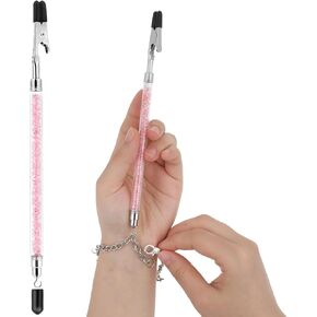 2 in 1 Bracelet Helper Tool, Bracelet Helper to Put on Yourself, Double Head Bracelet Fastener Helper with Clip and Hook Jewelry Clasp Helper for Bracelet Necklace Watch Band Closures (White)