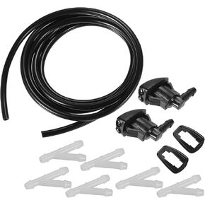 F FIERCE CYCLE Windshield Washer Nozzle for Pontiac G6 Durable No.55079049AA Windscreen Washer Sprayer Nozzle Black Front with Hose and Connectors 1 Set
