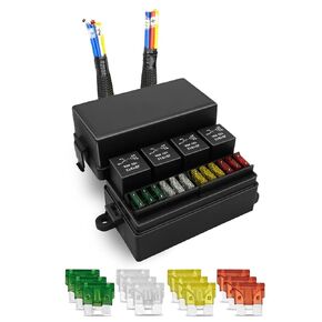 صندوق ترحيل الصمامات 12 فولت مع سلك مسبق، صندوق ترحيل عالمي مقاوم للماء 12 طريقة ATC/ATO حامل الصمامات ولوحة ترحيل 4 فتحات، صندوق مقبس التتابع للسيارات والشاحنات والقوارب البحرية in Kuwait