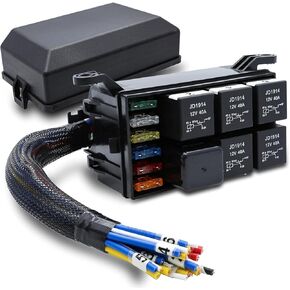 12V Fuse And Relay Box, 4 Way 4 Pin 6 Slot, Fuse Relay Block, Universal Fuse Block Relay Panel Kit for Automotive Cars Trucks Marine Boat UTV ﻿