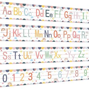 12 Pcs Alphabet Bulletin Board Set，Boho Alphabet Poster Number 0-9 Line ABC Letters for Preschool Kindergarten Classroom Wall Decor (Boho)
