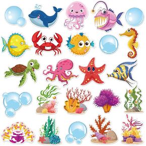 37 Pcs Tropical Fish Cutouts Ocean Accents Cut- Out Bulletin Board Cutouts Sea Creature Paper for Ocean Themed Party Decorations Toddler Kids Classroom School Fishing Party Supplies