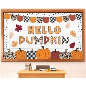 JarThenaAMCS Fall Thanksgiving Bulletin Board Decorations Pumpkin Maple Leaves Cutouts for Autumn Harvest Home School Wall Chalkboard Decor