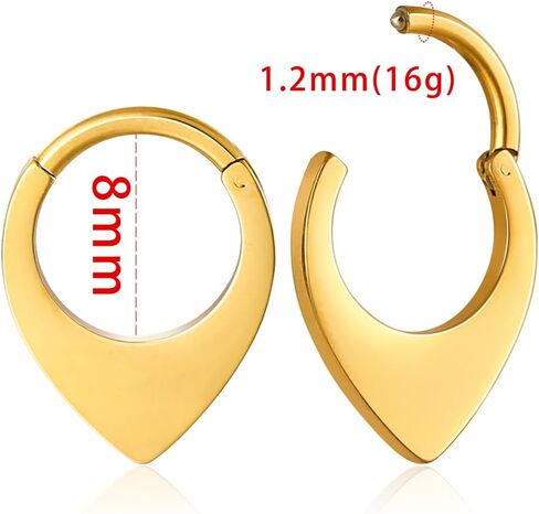 16G Nose Septum Rings Hoops: Stylish Surgical Stainless Steel Nose Rings Hoops, Hinged Segment Nose Lips Helix Cartilage Clicker Hoop Earrings,Rook Daith Tragus Piercing Rings for Women Men 8mm in Saudi Arabia