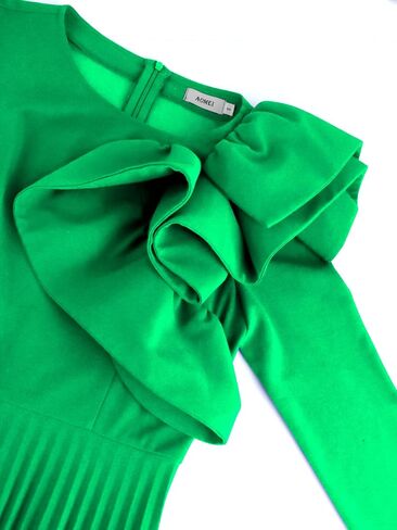 AOMEI Women's Long Sleeve with Asymmetrical Ruffles Pleated A-Line Maxi Dress in Saudi Arabia
