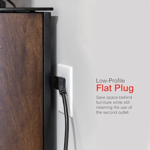 GE UltraPro 6-Outlet Surge Protector, 6 Ft Designer Braided Extension Cord, 560 Joules, Flat Plug, Wall Mount, UL Listed, Black, 45271 in Kuwait