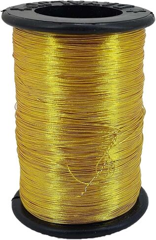Zari Metallic Threads 0.1 MM (1 Roll) Antique Gold Color for Aari Work Embroidery Sewing Garment Needlework Crafts in Kuwait