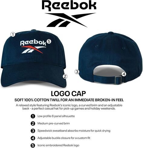 Reebok Casual Relaxed Logo Cap with Adjustable Strap for Men and Women (One Size Fits Most) in Saudi Arabia