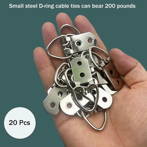 20 Pcs Small D-Ring Tie Down, Tie Down Anchors with Screws, Picture Hooks Single Hole D Ring Hooks for Hanging Pictures, Photo Frames, Paintings, Artworks, Christmas Accessories in Saudi Arabia
