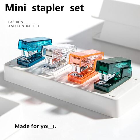 Mini Stapler with Staples, Small Transparent Stapler,25 Sheet Capacity,Includes 640 Staples and Staple Remover, Easy to Carry and Store，Small Stapler for Office School Family(Transparent Orange) in Saudi Arabia