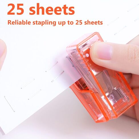 Mini Stapler with Staples, Small Transparent Stapler,25 Sheet Capacity,Includes 640 Staples and Staple Remover, Easy to Carry and Store，Small Stapler for Office School Family(Transparent Orange) in Saudi Arabia