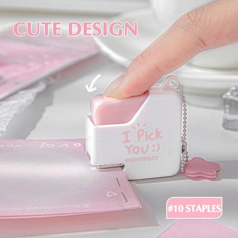 Super Mini Stapler with Staples – Adorable Cube Shaped Desk Staplers, Perfect for Office, School, Girls, Teachers, Students, Gift (Pink) in Saudi Arabia
