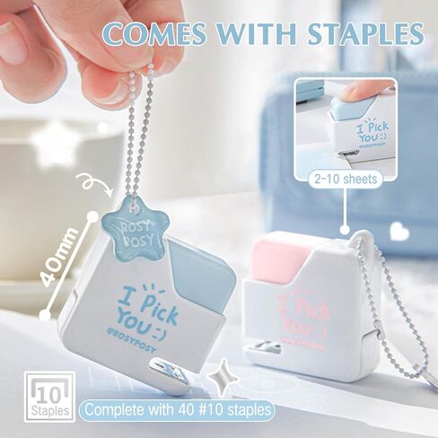 Super Mini Stapler with Staples – Adorable Cube Shaped Desk Staplers, Perfect for Office, School, Girls, Teachers, Students, Gift (Pink) in Saudi Arabia