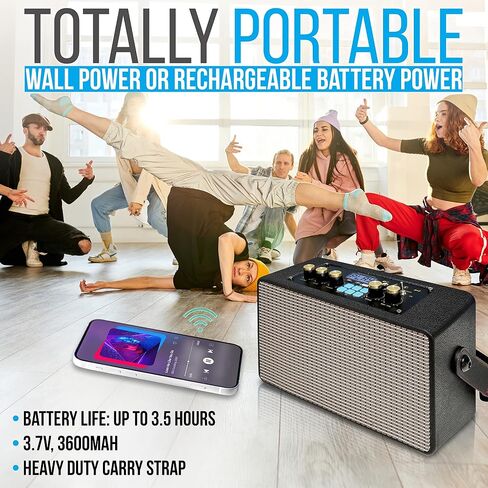 مكبر صوت كاريوكي لاسلكي بلوتوث من بايل - نظام صوت BT محمول قابل لإعادة الشحن بقدرة 180 وات مع TWS، تسجيل، راديو FM، AUX/MP3/USB/SD، ميكروفون 6.5 مم، يتضمن جهاز تحكم عن بعد، حزام حمل in Saudi Arabia