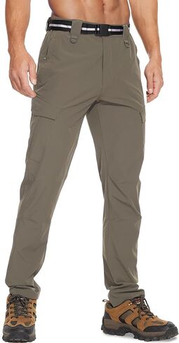 Men's Hiking Pants Outdoor Water Resistant Flex Ripstop Cargo Pants Quick Dry Lightweight Fit Pants 6 Pockets and Belt in Kuwait