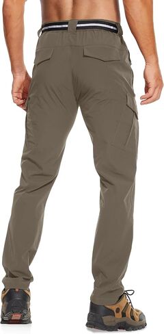 Men's Hiking Pants Outdoor Water Resistant Flex Ripstop Cargo Pants Quick Dry Lightweight Fit Pants 6 Pockets and Belt in Kuwait