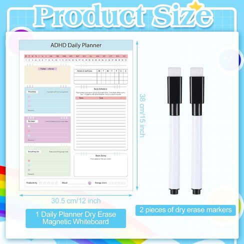 Lincia ADHD Daily Planner Dry Erase Magnetic Whiteboard Neurodivergent Cleaning Schedule and Checklist Weekly Whiteboard Undated Whiteboard Planner for Adults Family Disorganized People in Saudi Arabia