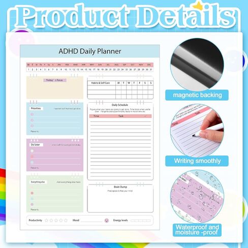 Lincia ADHD Daily Planner Dry Erase Magnetic Whiteboard Neurodivergent Cleaning Schedule and Checklist Weekly Whiteboard Undated Whiteboard Planner for Adults Family Disorganized People in Saudi Arabia