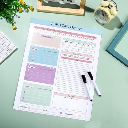 Lincia ADHD Daily Planner Dry Erase Magnetic Whiteboard Neurodivergent Cleaning Schedule and Checklist Weekly Whiteboard Undated Whiteboard Planner for Adults Family Disorganized People in Saudi Arabia