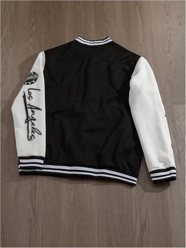SOLY HUX Men's Varsity Jacket Color Block Letter Graphic Print Long Sleeve Casual Baseball Jacket in Saudi Arabia