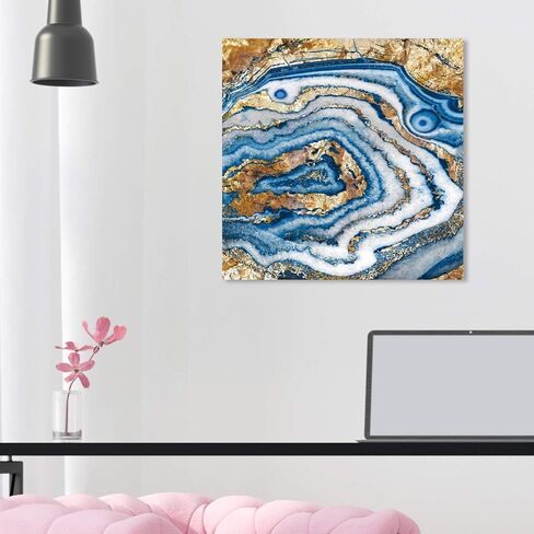 The Oliver Gal Artist Co. Abstract Wall Art Canvas Prints 'Bleu Agate' Home Décor, 12 in x 12 in, Blue,Gold in Saudi Arabia