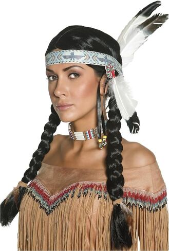 Smiffy's Women's Native Indian Wig Plaits with Feather Headband in Saudi Arabia