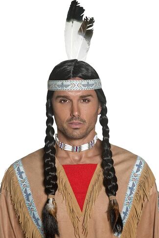 Smiffy's Women's Native Indian Wig Plaits with Feather Headband in Saudi Arabia