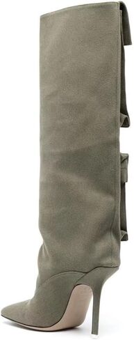 Knee High Denim Boots for Women Sexy Square Toe Stilettos Heel Long Boot with Multiple Side Pocket Dress Pull on Tall Boots Fall Winter in Saudi Arabia