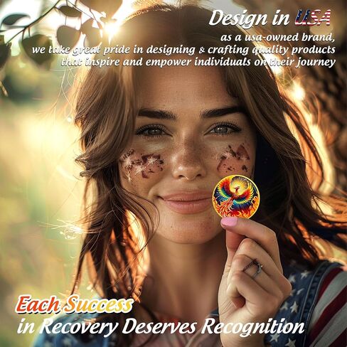 Colorful Sunlight Phoenix Na Medallions - Reborn from Fire Sobriety Coin - Recovery Addiction NA AA Chips and Medallions - Celebrate Living Clean Affirmation Narcotics Anonymous Gifts for Men Women in Kuwait
