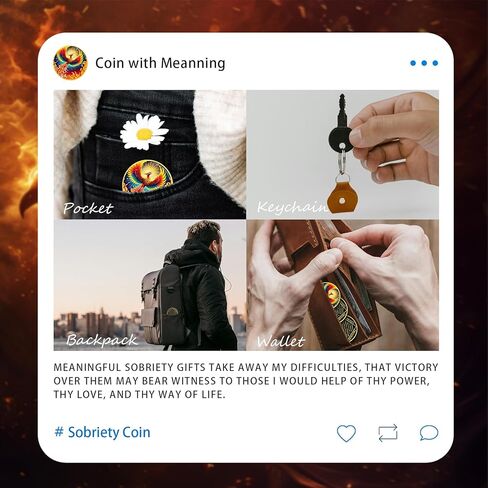 Colorful Sunlight Phoenix Na Medallions - Reborn from Fire Sobriety Coin - Recovery Addiction NA AA Chips and Medallions - Celebrate Living Clean Affirmation Narcotics Anonymous Gifts for Men Women in Kuwait