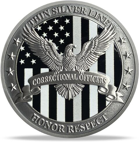 Thin Silver Line Challenge Coin Correctional Officer Eagle and Prayer Police Coin Thank You for Your Service Law Enforcement Tribute in Kuwait