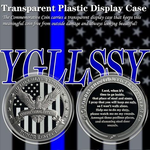 Thin Silver Line Challenge Coin Correctional Officer Eagle and Prayer Police Coin Thank You for Your Service Law Enforcement Tribute in Kuwait
