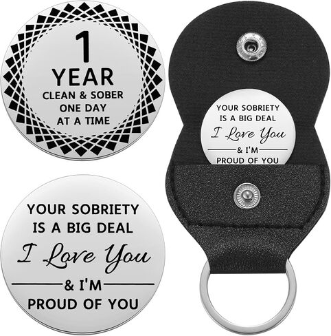 Ukodnus 1 to 11 Months Sobriety Coin, 1 to 30 Years Sober Coin, Clean & Sober One Day at a Time, Recovery Token, AA Anniversary Medallion Chip Gifts, Alcoholics Anonymous in Saudi Arabia
