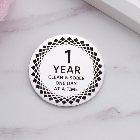 Ukodnus 1 to 11 Months Sobriety Coin, 1 to 30 Years Sober Coin, Clean & Sober One Day at a Time, Recovery Token, AA Anniversary Medallion Chip Gifts, Alcoholics Anonymous in Saudi Arabia