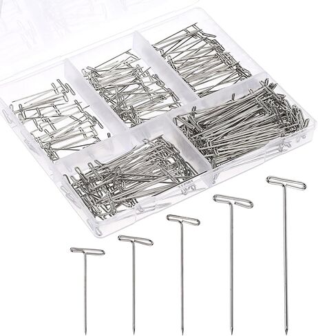 300 Pcs Wig Pins, 5 Various Sizes T-Pins, 2 Inch, 1.7 Inch, 1.4 Inch, 1.2 Inch, 1 Inch, Wig Pins for Mannequin Head, Wig T Pins for Blocking Modelling, Crochet, Wig Making, Sewing Jewelry in Saudi Arabia