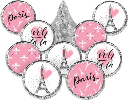Paris Birthday Party Chocolate Kisses Candy Stickers, Paris Party Favors Stickers - 180 Count in Saudi Arabia